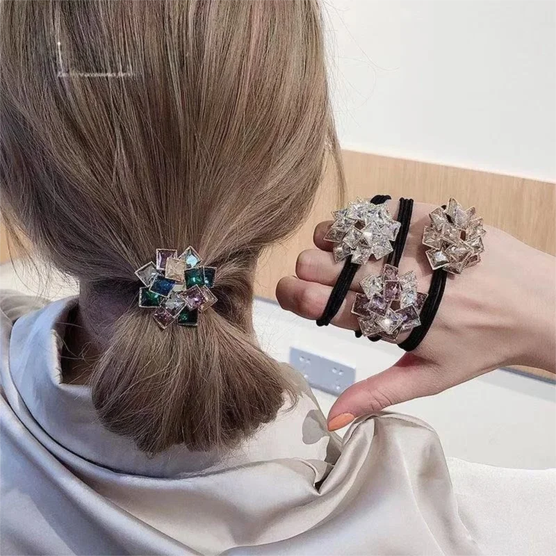 Корейские резинки для волос премиум-класса со сверкающими стразами. Прочные, элегантные и высокоэластичные резинки для волос.