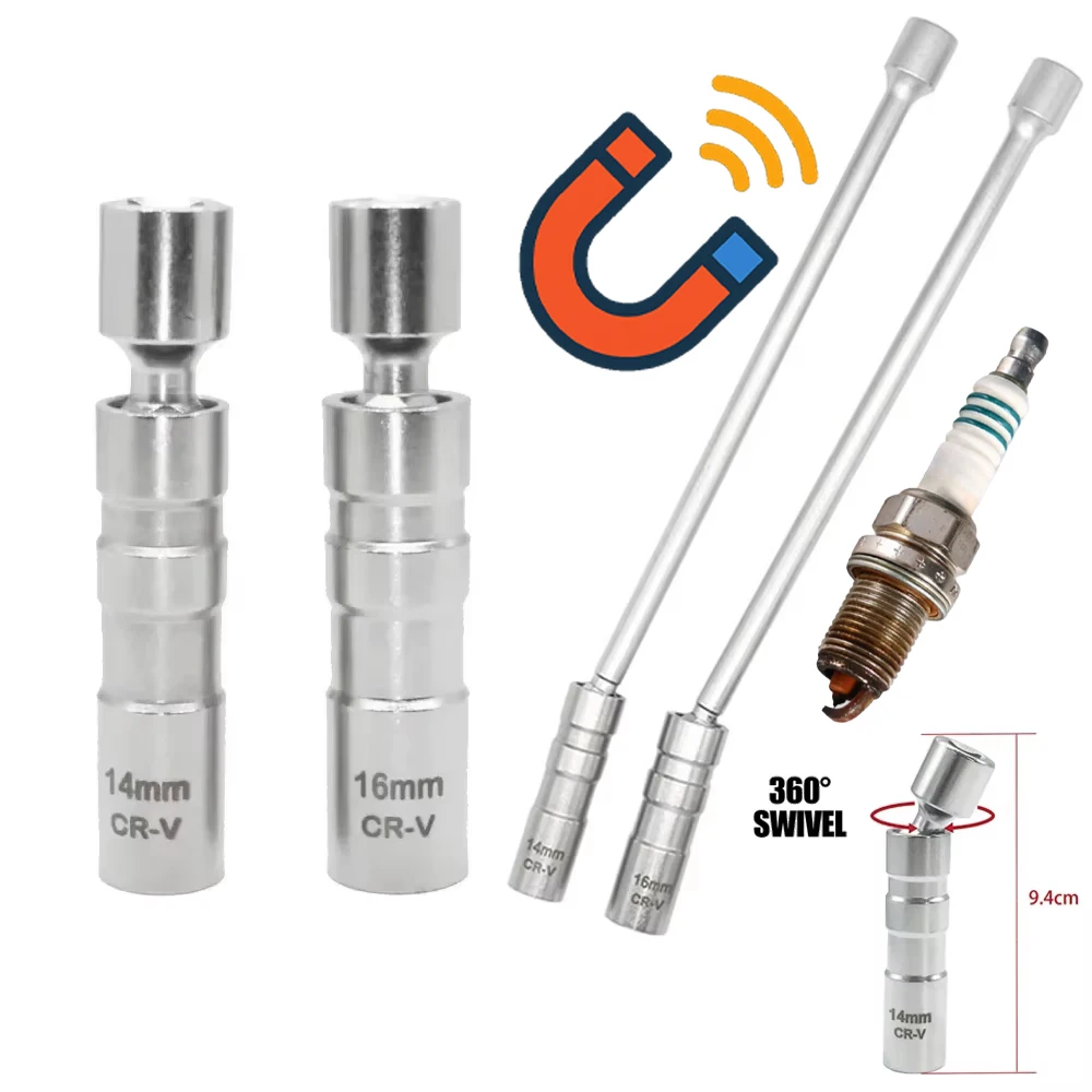 14mm 16mm magnes narzędzie do usuwania świec zapłonowych klucz tulejowy 3/8 "12-punktowy obrotowy klucz do świec 16mm długie przedłużenie zestaw gniazd narzędzia