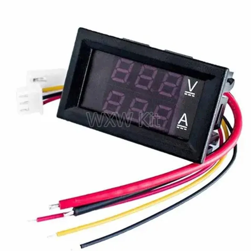 DC 0-100V 10A Digital Voltmeter Ammeter Dual Display Voltage Detector Current Meter Panel Amp Volt Gauge 0.28" Red Blue LED