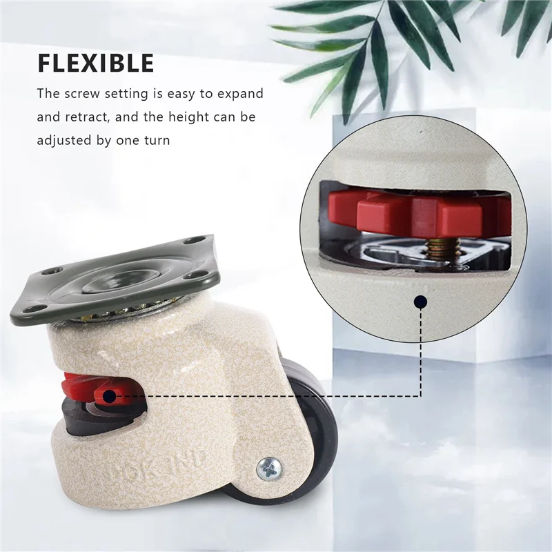 

New Shown-4 Pcs Retractable Leveling Casters Industrial Machine Swivel Caster Castor Wheel For Office Chair Trolley 220Lbs Capac