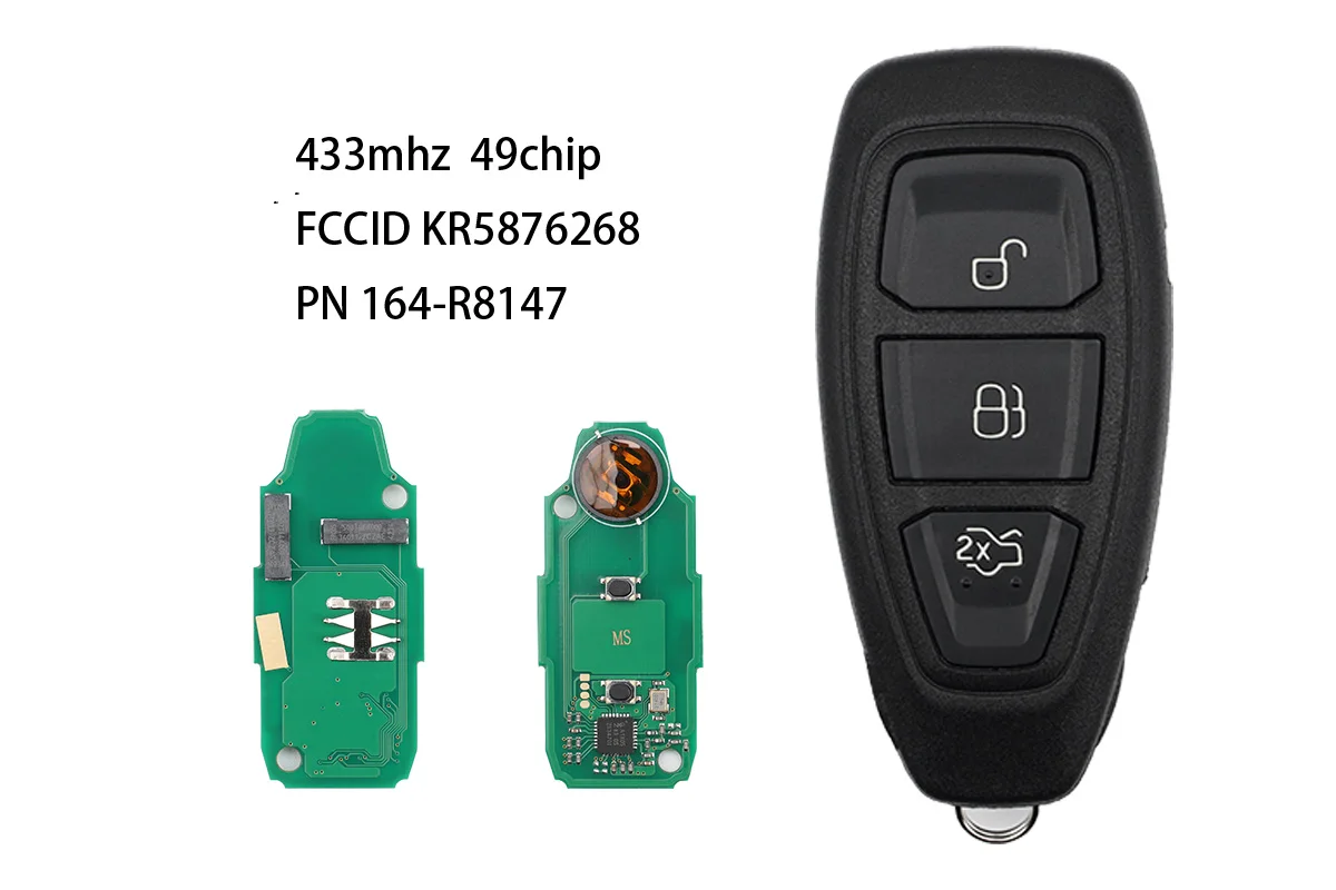 car key for ford mondeo kuga fiesta focus max-2011 2012 2015 KR5876268 KEYLESS start 433mhz 49chip