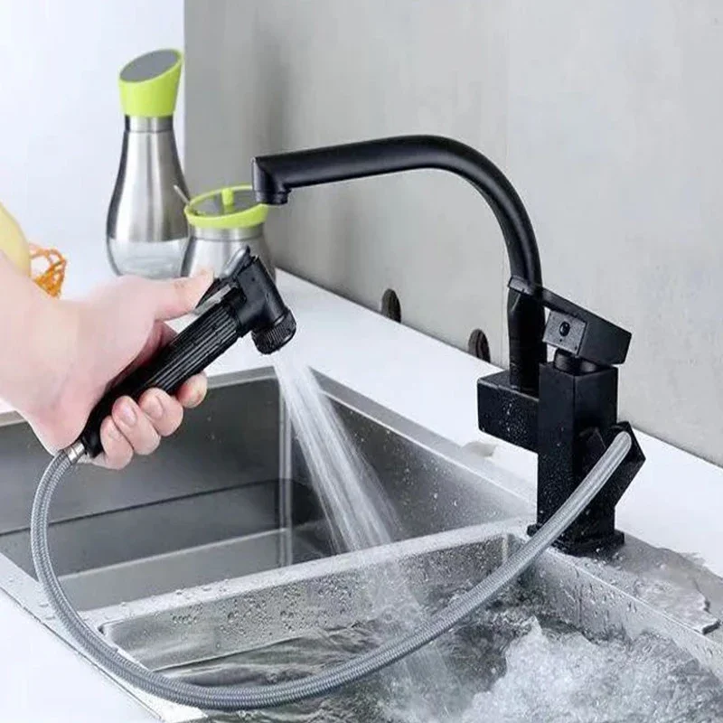 Washbasin Faucet Kitchen Faucet With Spray Gun Single Hole Pull-Out Kitchen Sink Mixer Tap Stream Spray Head Gun Mixer Faucet