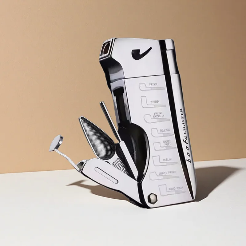 

Multifunctional Outdoor Windproof Portable Cigar Lighter Oblique Fire Inflatable Lighter Pipe Tool Exquisite High-end Men's Gift