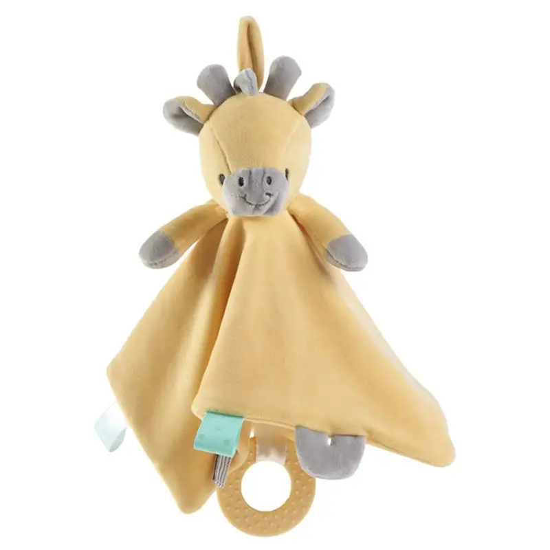 Stuffed Animal Blanket Plush Giraffe Cartoon Security Blanket Washable Baby Snuggle Blanket Cute Animal Doll Hand Puppet Towels