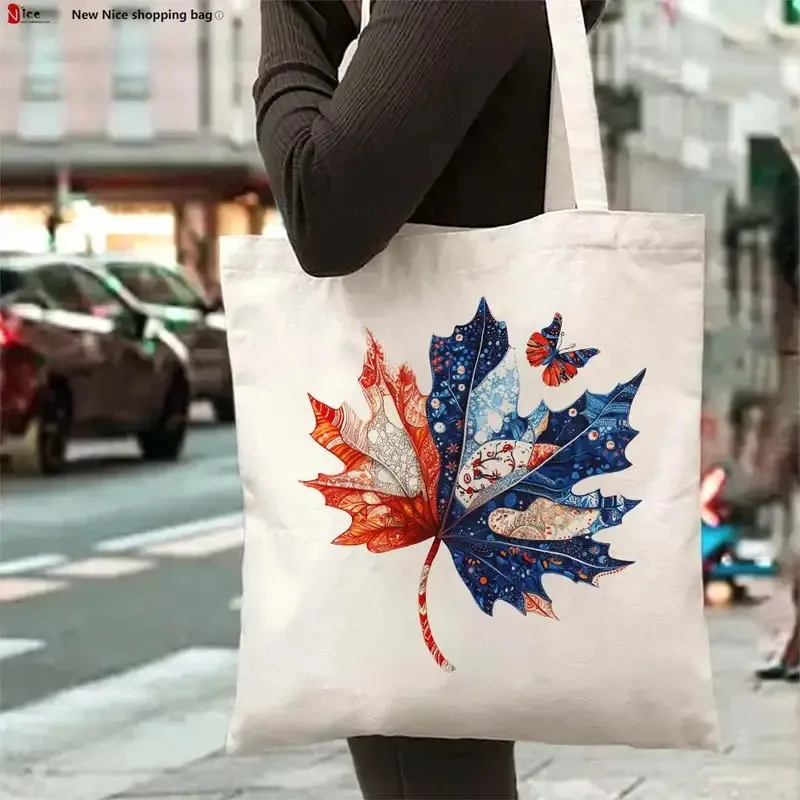 

Maple Leaf Pattern Tote Bag Aesthetic Shopping Bags School Shoulder Bag Grocery Shopping Bag, Convenient for Daily Travel