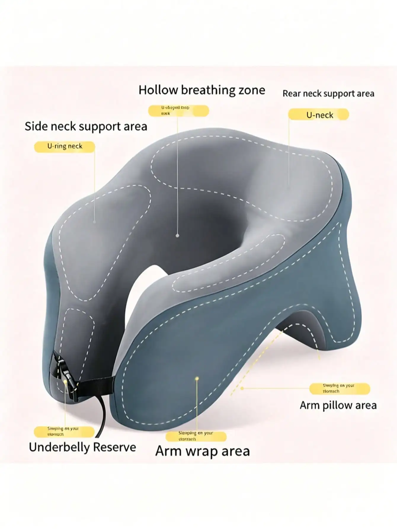 360° Head Support Memory Foam 2-In-1 Neck Pillow, With Storage Bag, Adjustable Buckle, Suitable For Travel, Home, Office And Gaming