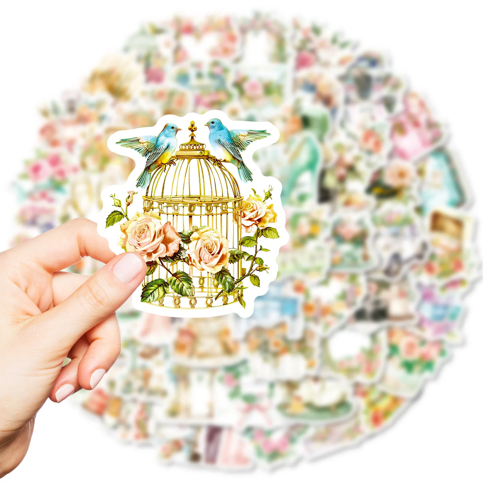 

56PCS Cartoon Wedding Stickers Retro Watercolor Style Creative Decoration Wardrobe Desk Diary Scooter Waterproof Graffiti Decal