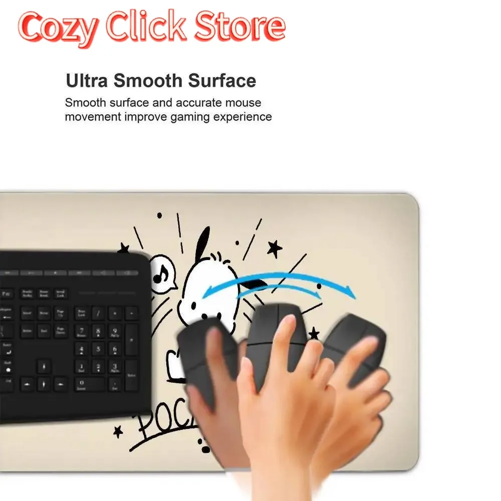 لوحة ماوس سانريو بوشاكو كبيرة جدًا للوحة مفاتيح الكمبيوتر المحمول للفتيات على طراز كاواي مضادة للانزلاق هدية عيد ميلاد