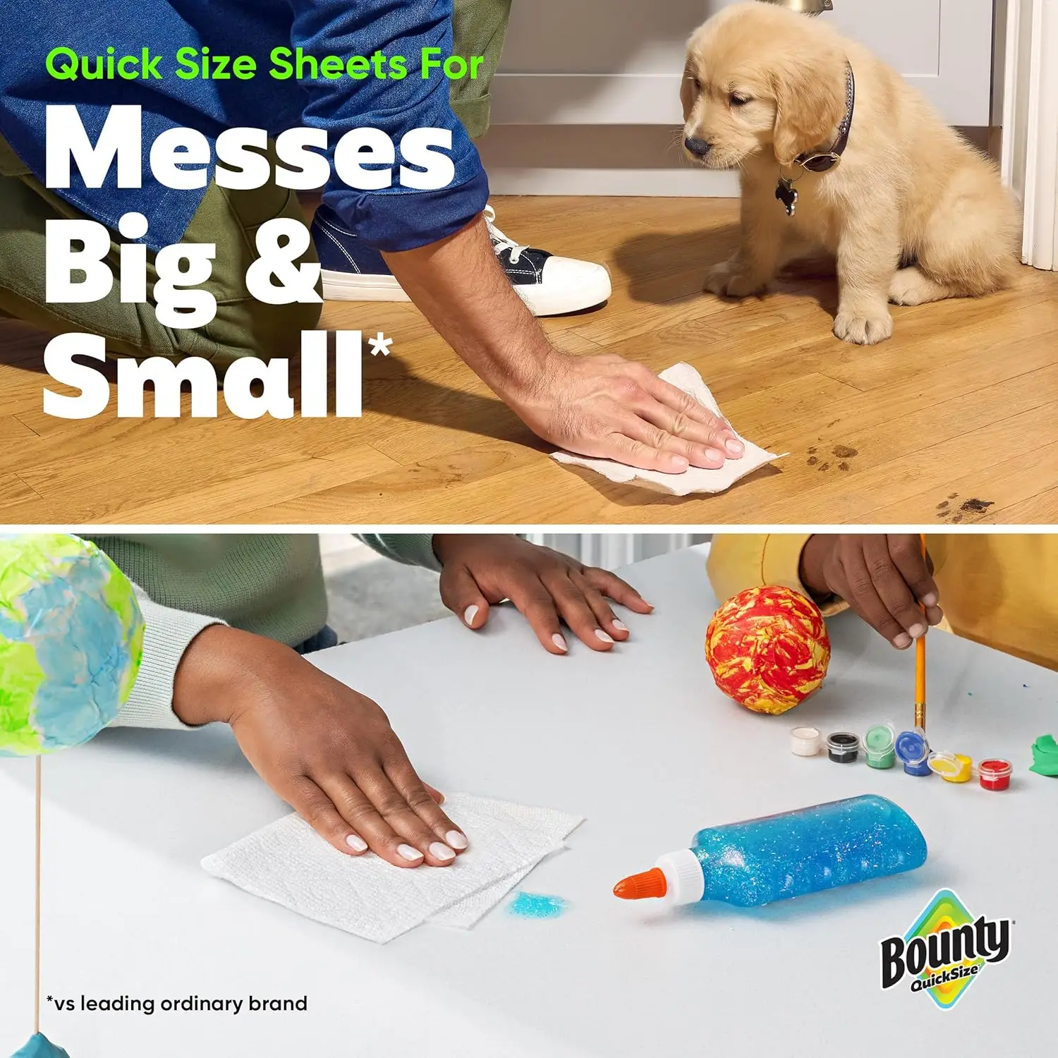 Quick-Size White Paper Towels, 12 Triple Rolls = 40 Regular Rolls, Absorbent & Durable for Home Use