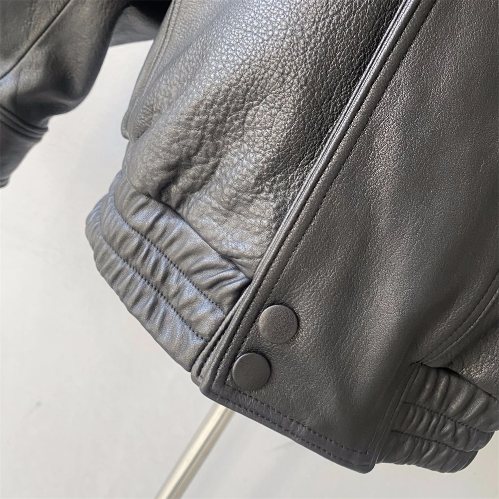 Jxwatcher 여성용 대형 진짜 가죽 자켓 숙녀 빈티지 정품 가죽 코트 봄 가을 양피 코트 여성 2025 신규