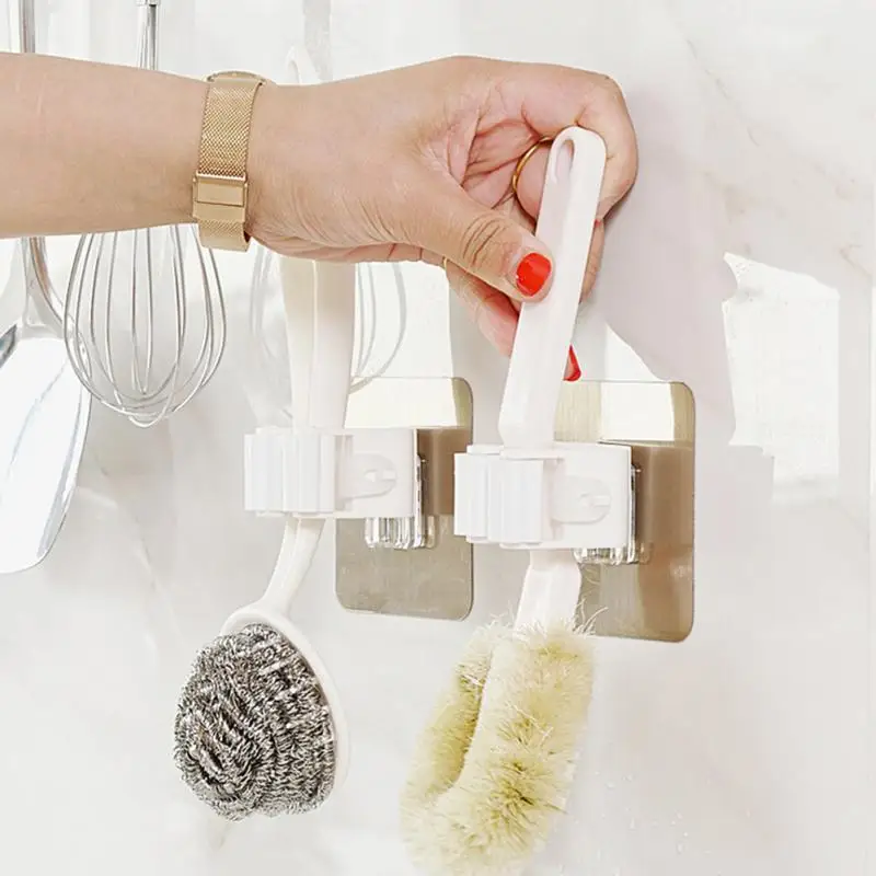 Mop Rack Strong Multi-purpose Bathroom Organizer Wall Hook Waterproof Wall-mounted Bathroom Accessories Mop Organizer