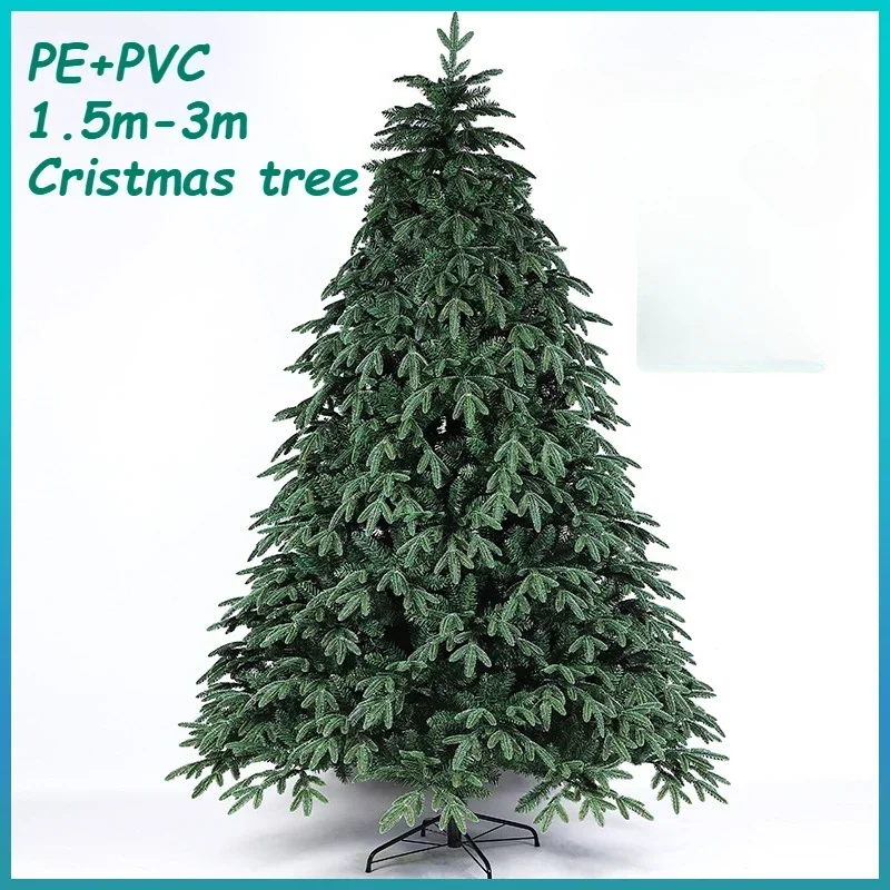 

Pine Cones Green Luxury Christmas Tree Encryption PE Mixed PVC Christmas Decorations Home Shopping Window Display 1.5M-3M