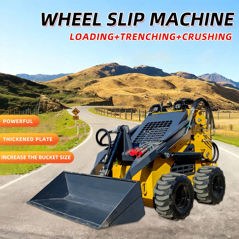 

Сверхмощный мини-погрузчик с гидравлической системой Быстросменные навесы Ковш Вилка Снегоочиститель 4x4 Колесный мини-погрузчик