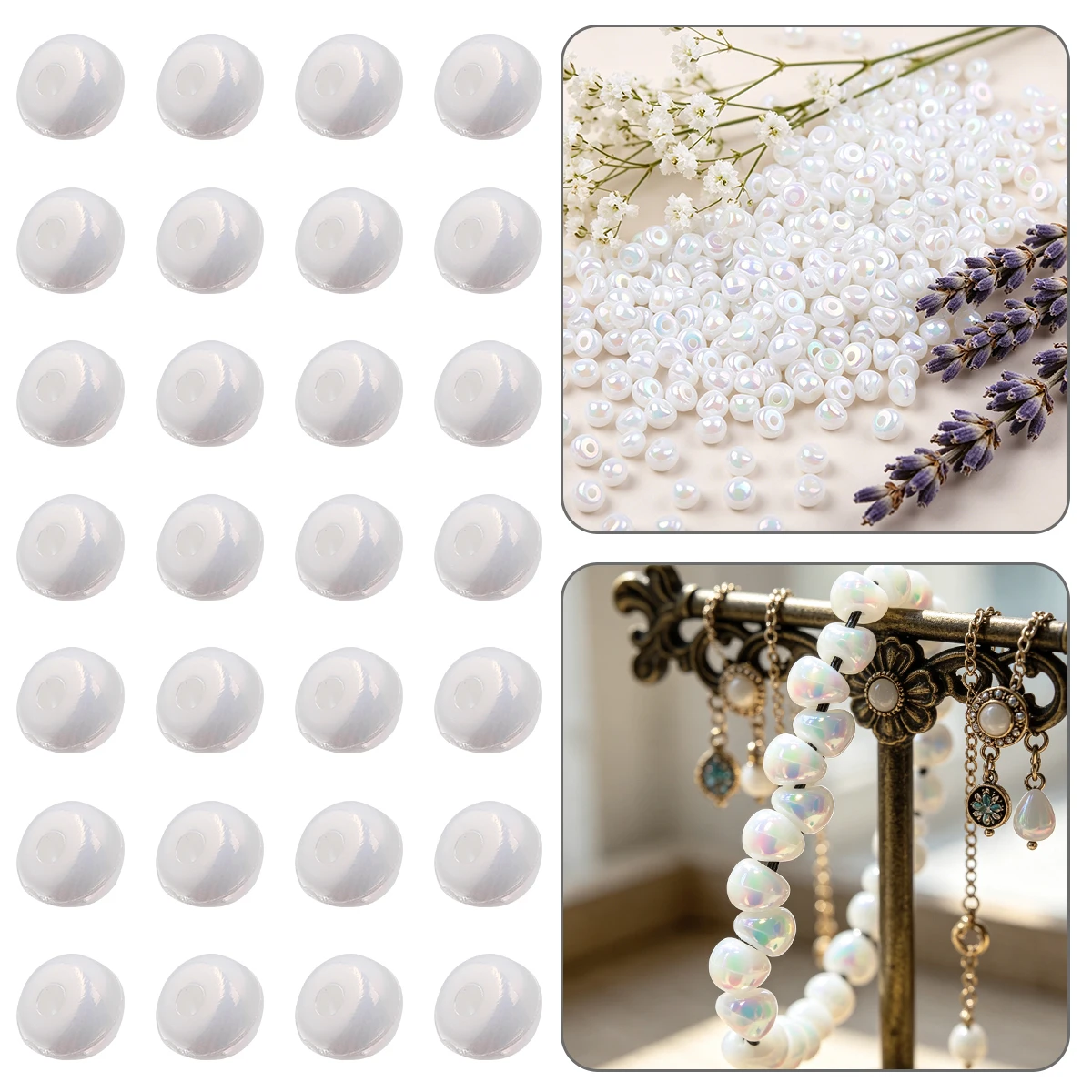 5mm 200/400/600pcs White AB Aurora Mini Acrylic Large Side Hole Loose Spacer Beads For DIY Bracelet Necklace Jewelry Marking