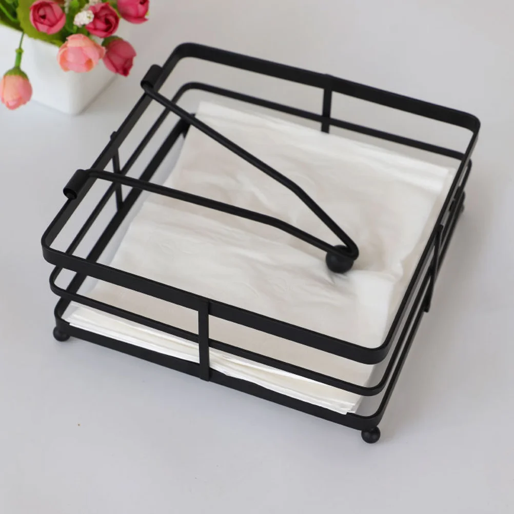 

Iron Napkin Holder Bathroom Tray Dinner Metal Holders Silver Paper Dispenser for Home Wall Mounted Towel Rail