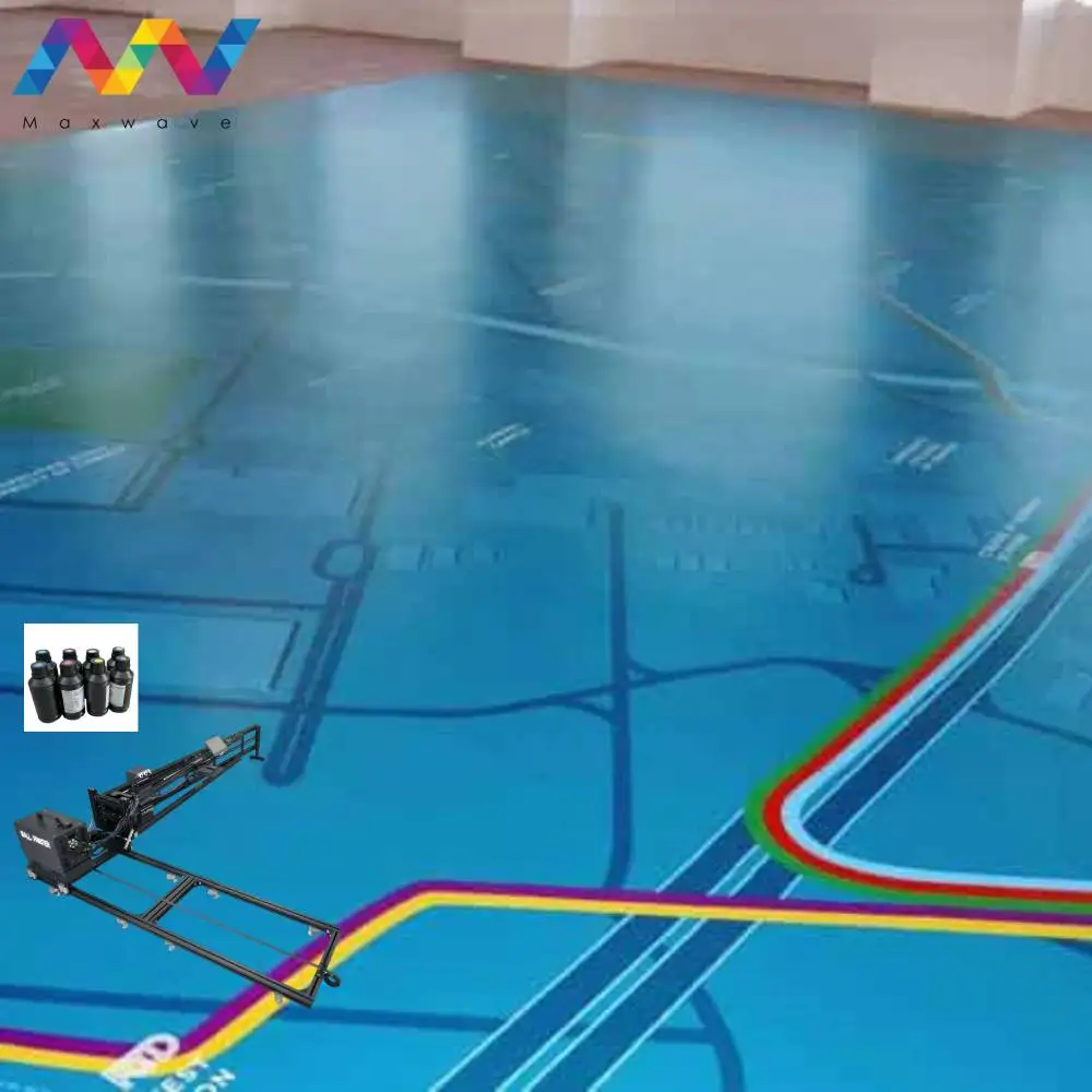Impresora de suelo de gimnasio, máquina de impresión de suelo 3D para Epson DX10 DX7 I1600U, papel de suelo de pared de 2880dpi para decoración de pared de gimnasio