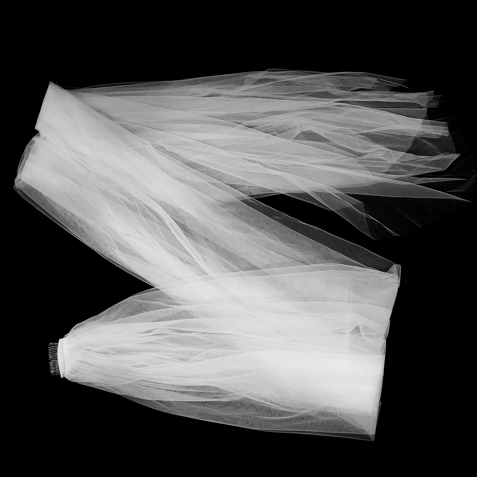 

3M Long Double Layer Tulle Wedding Veil Floor Length Cathedral Chapel Bridal Veil with Side Comb for Bride Ivory