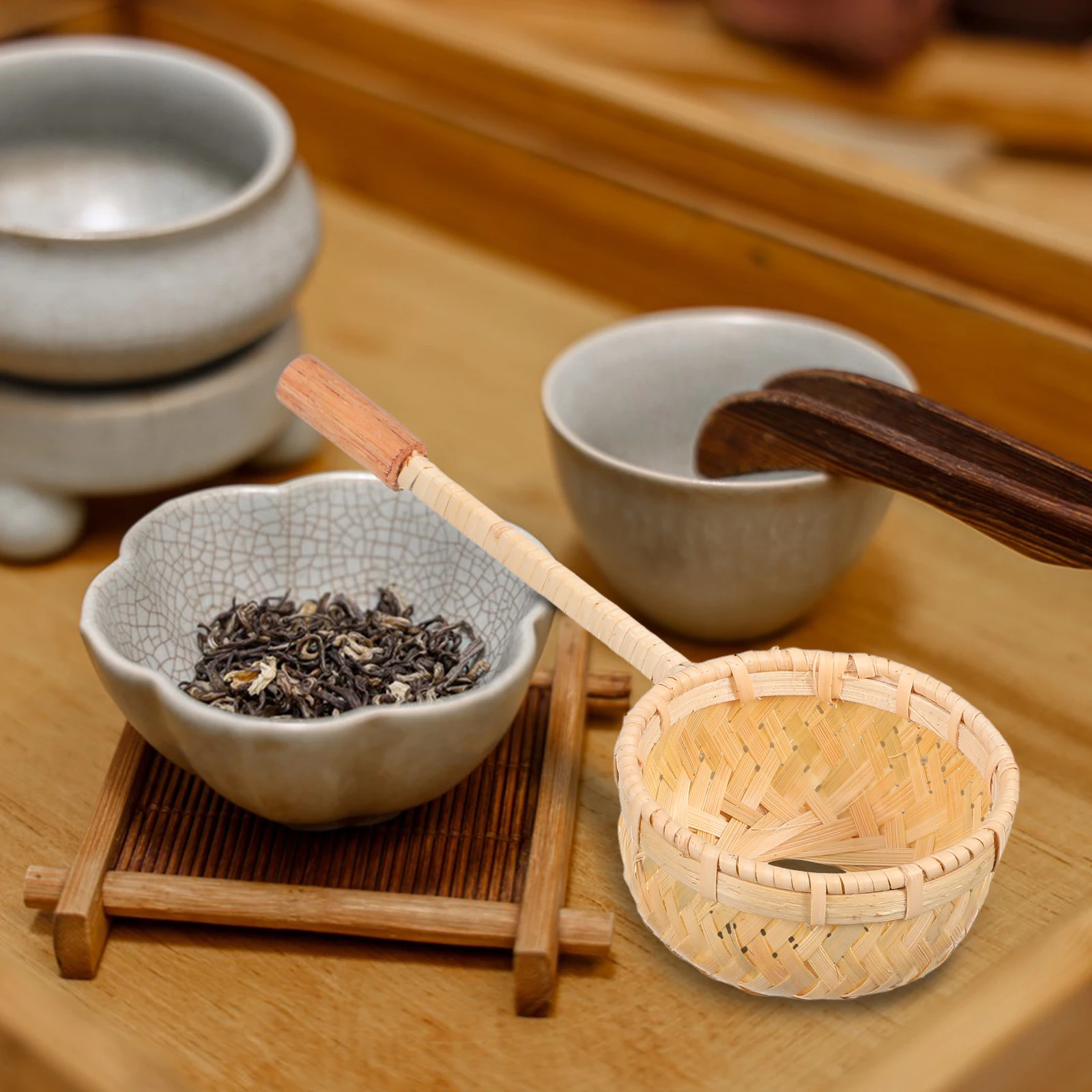 

Bamboo For Loose Leaf Handheld Infuser Style Brewing Filter Traditional Accessories Convenient Home Colander Kung Fu