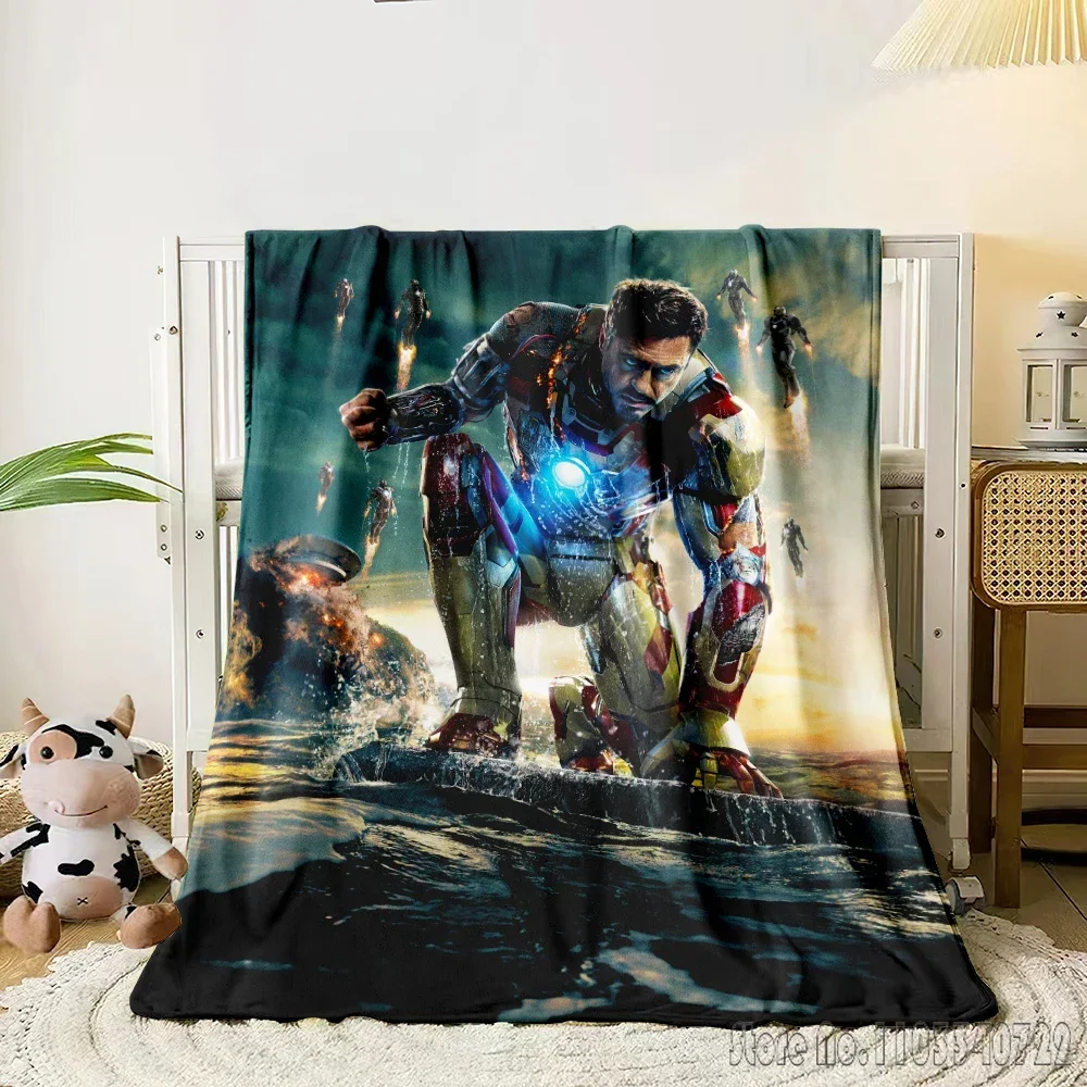 Anime Avengers Iron Man Cartoon 3D Printed Kids Blanket Throw for Bed Sofa Decor Fleece Nap Blankets Boys Girls Children Gift