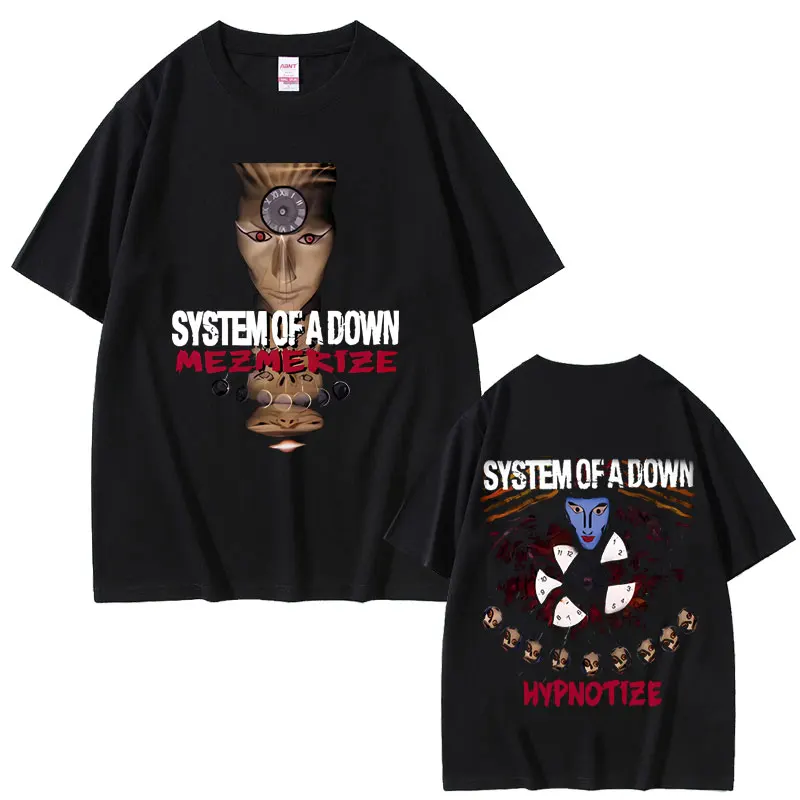 Rock Band System of A Down Mezmerize Hypnotize Graphic T-shirts Men Women 90s Alternative Metal Oversized Short Sleeve T Shirts