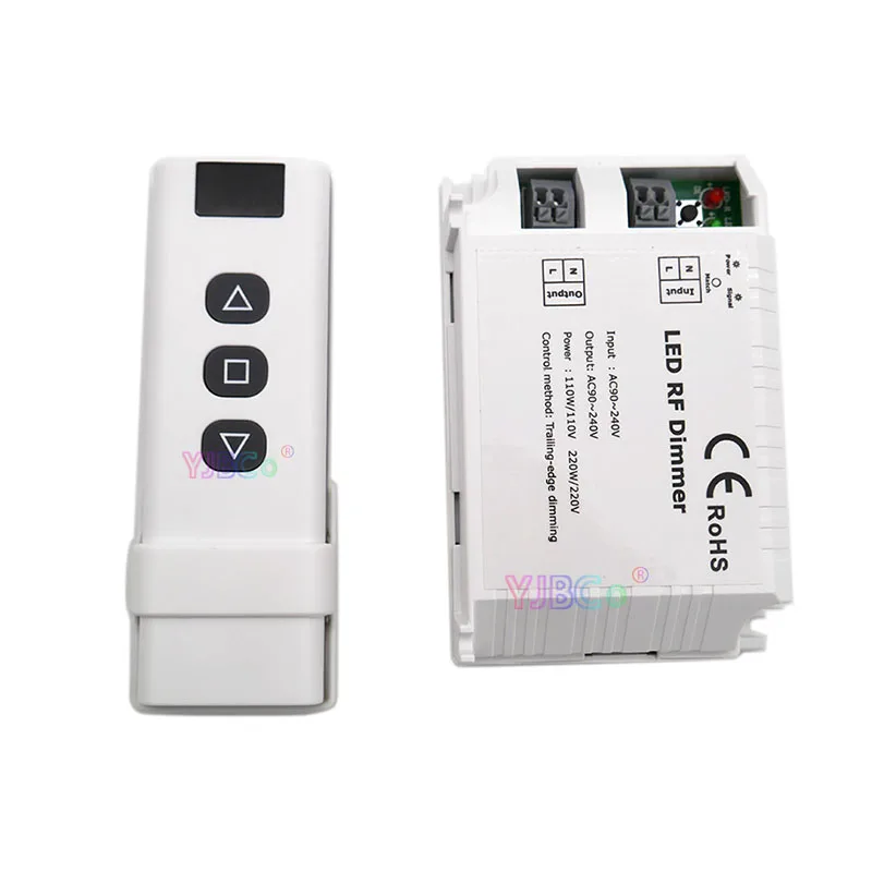 

DM014 High Voltage LED RF Dimmer AC 110V 220V 3keys Wireless Remote Brightness Controller Trailing Edge Dimming For Lights Bulb