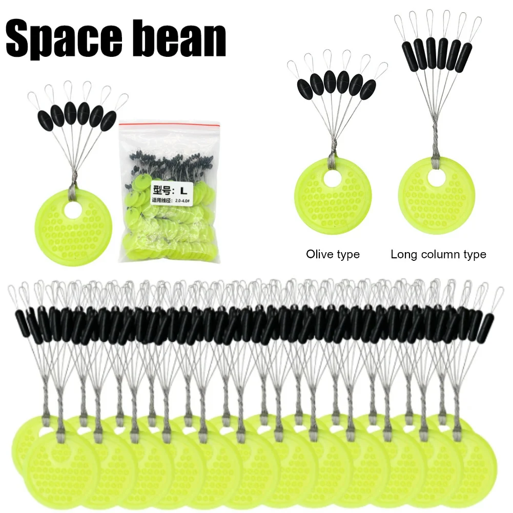 60pcs/Set Rubber Space Beans Weight Stoppers Carp Fishing Bait Fish Float Tools Professional Space Beans for Fishing