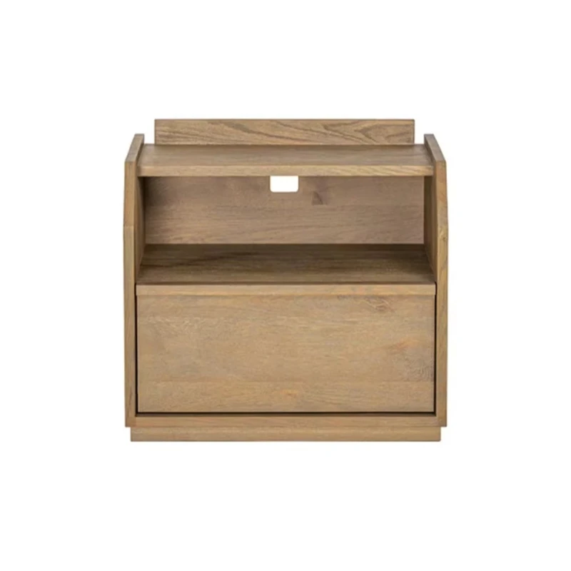 

Modern oak wood bedside table Multi-layer drawer bedside table