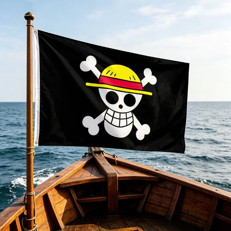One Piece Flaggen-Hintergrundtuch 90x150cm Piraten-Totenkopf-Flagge Wanddekoration Banner Gemälde Strohhut-Piratenflagge Spielzeug Geschenk