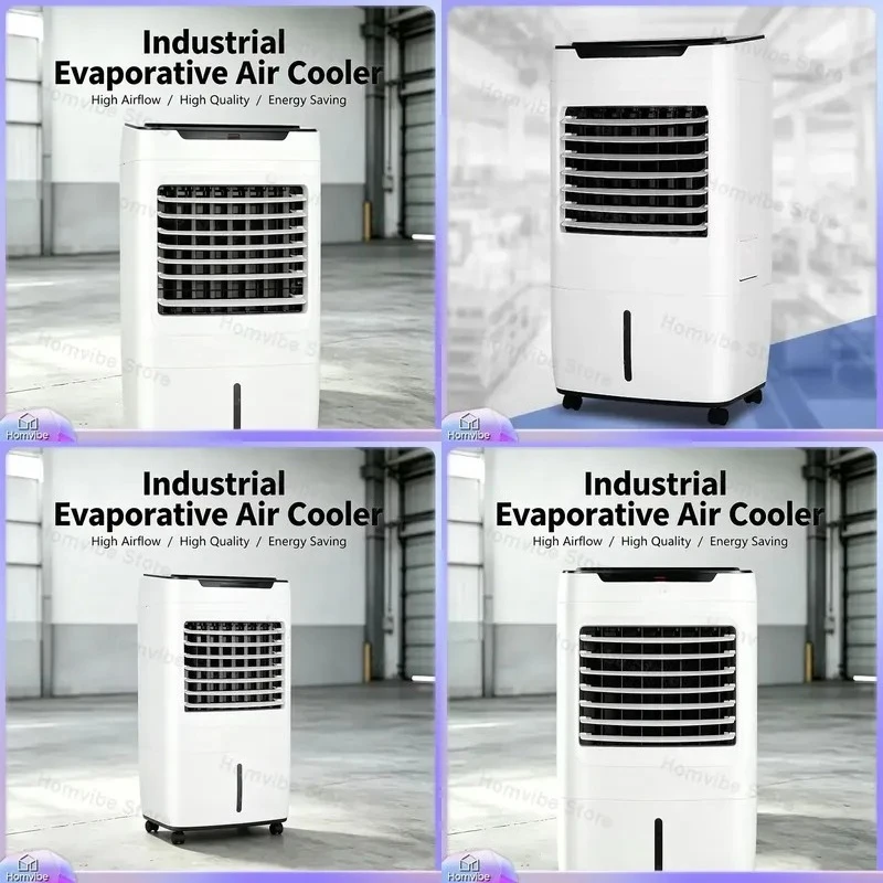 Portable Evaporative Air Cooler 1200m³/h Industrial Desert Cooler for Factory Workshop Home Office Summer Cooling 3-Speed