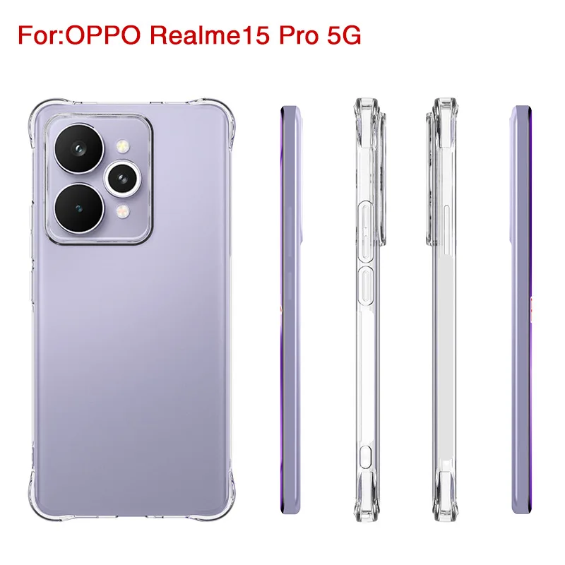 وسادة هوائية لينة سيليكون الغطاء الخلفي ل ممن لهم Realme 15 برو 5G شفافة بولي TPU الوفير للصدمات غطاء الهاتف ل ممن لهم Realme 15 5G