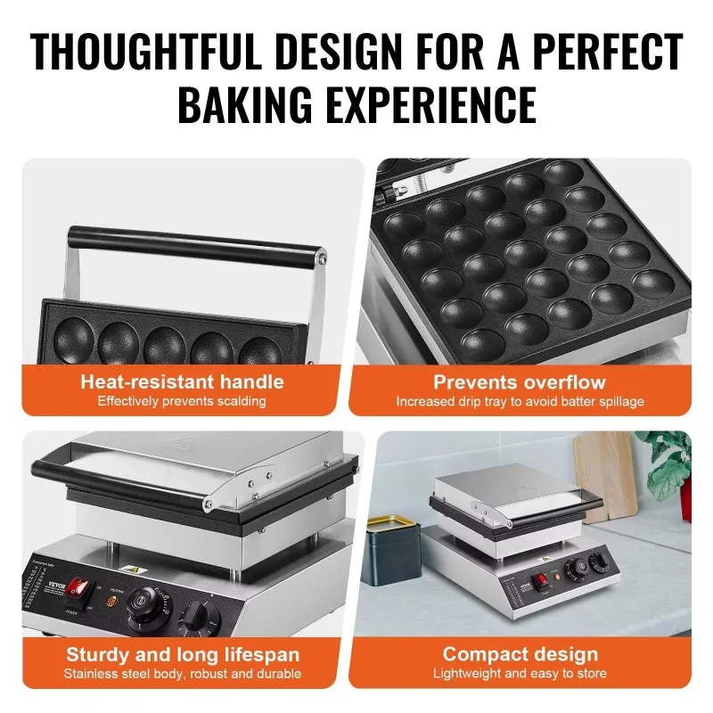 Mini pancake maker, commercial electric pancake maker, adjustable temperature, baking equipment 6