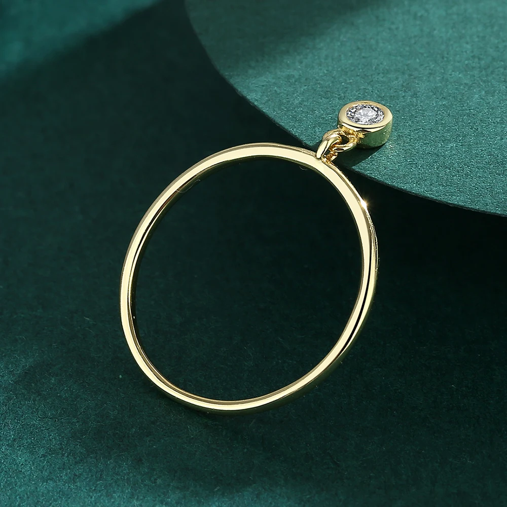 2022 NEW Simple 18K Gold Small Round Diamond Crystal Couple Ring For Women Authentic Sterling Silver Anniversary Gift Jewelry