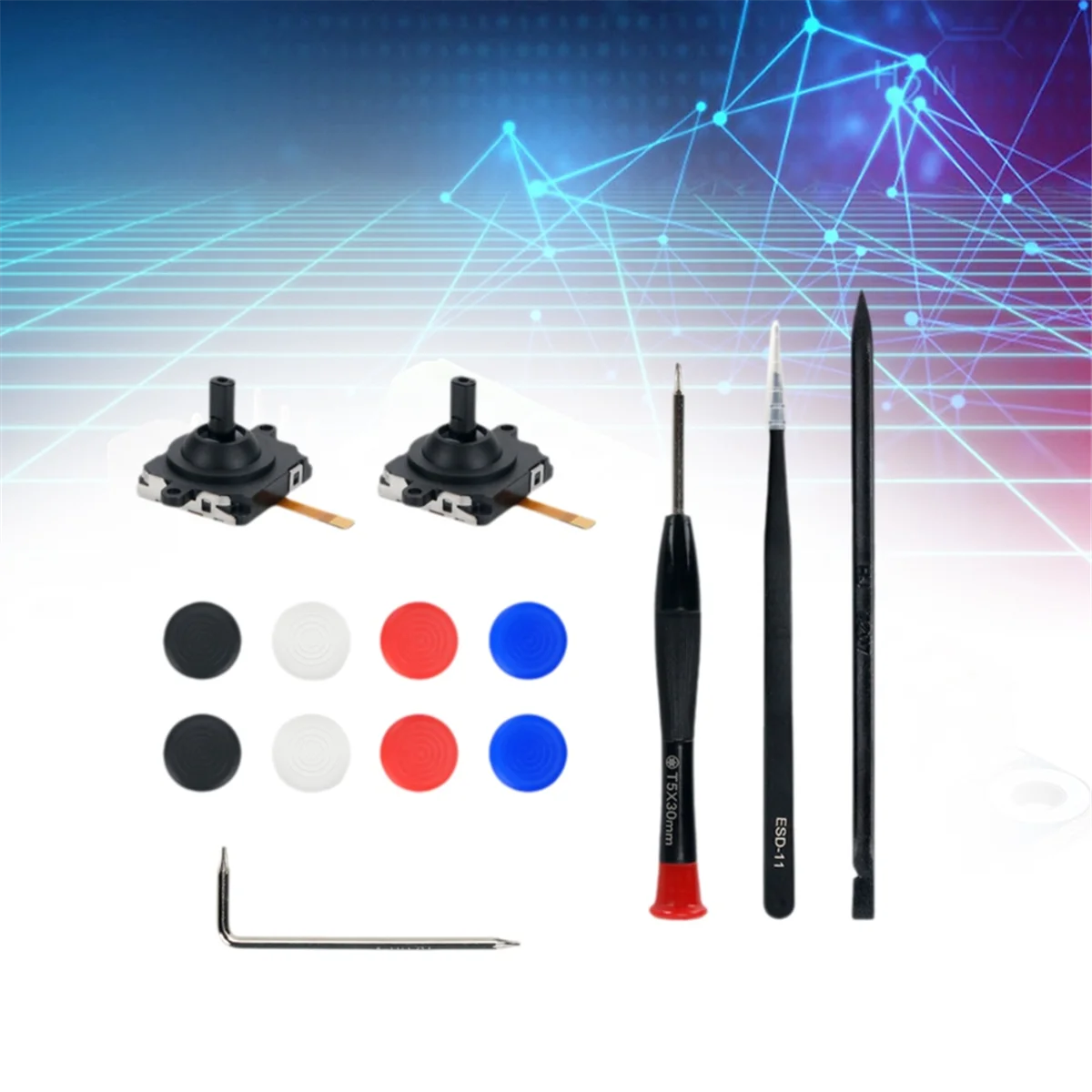 T35C Ersatz für 3 VR-Griffe, 3D-Analog-Joysticks, Daumenstift mit 8 Silikonhüllen und Demontagewerkzeug