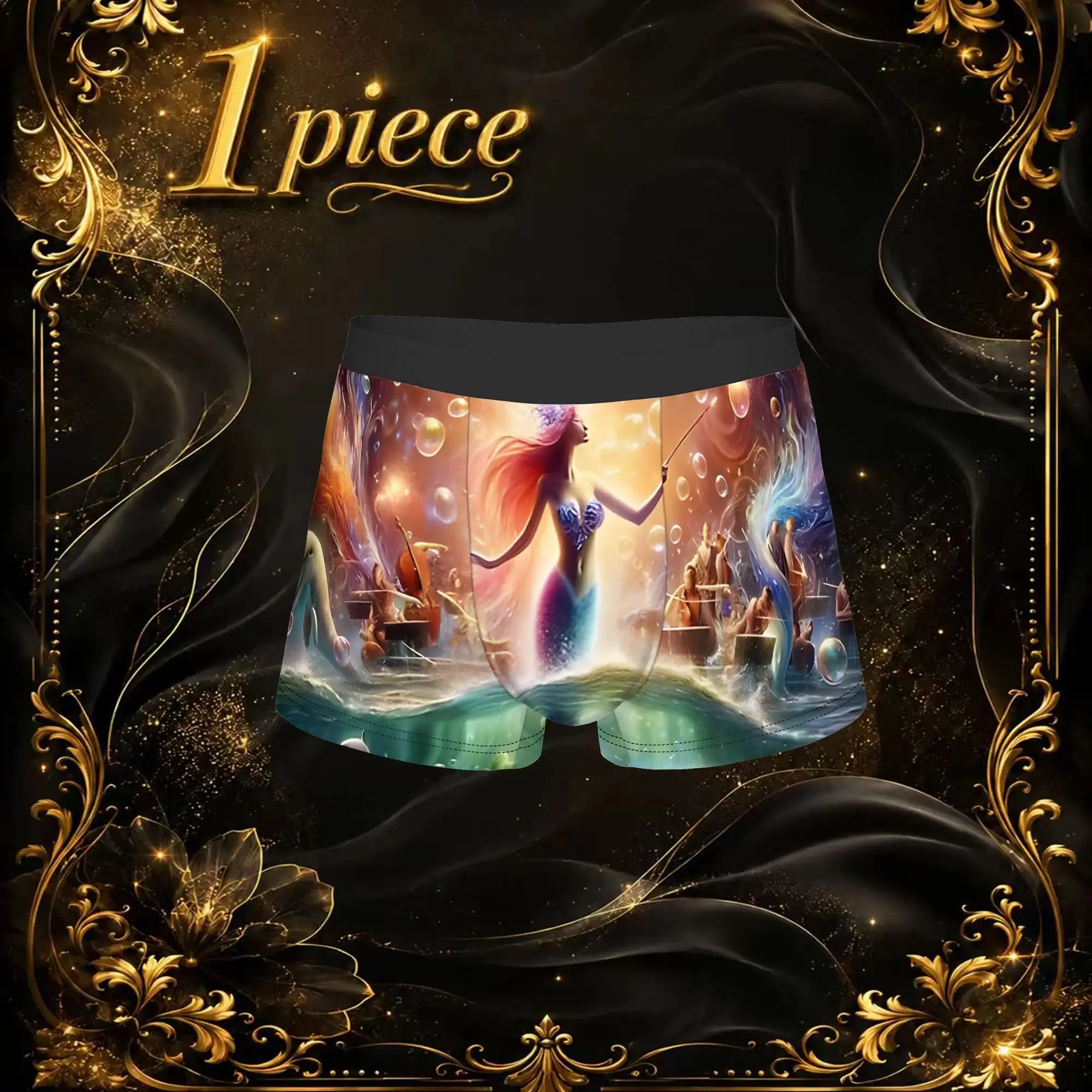 1pc Popular Mermaid Music Apron boxers  adults  Breathbale Panties Men's Underwear Print Shorts Boxer Briefs