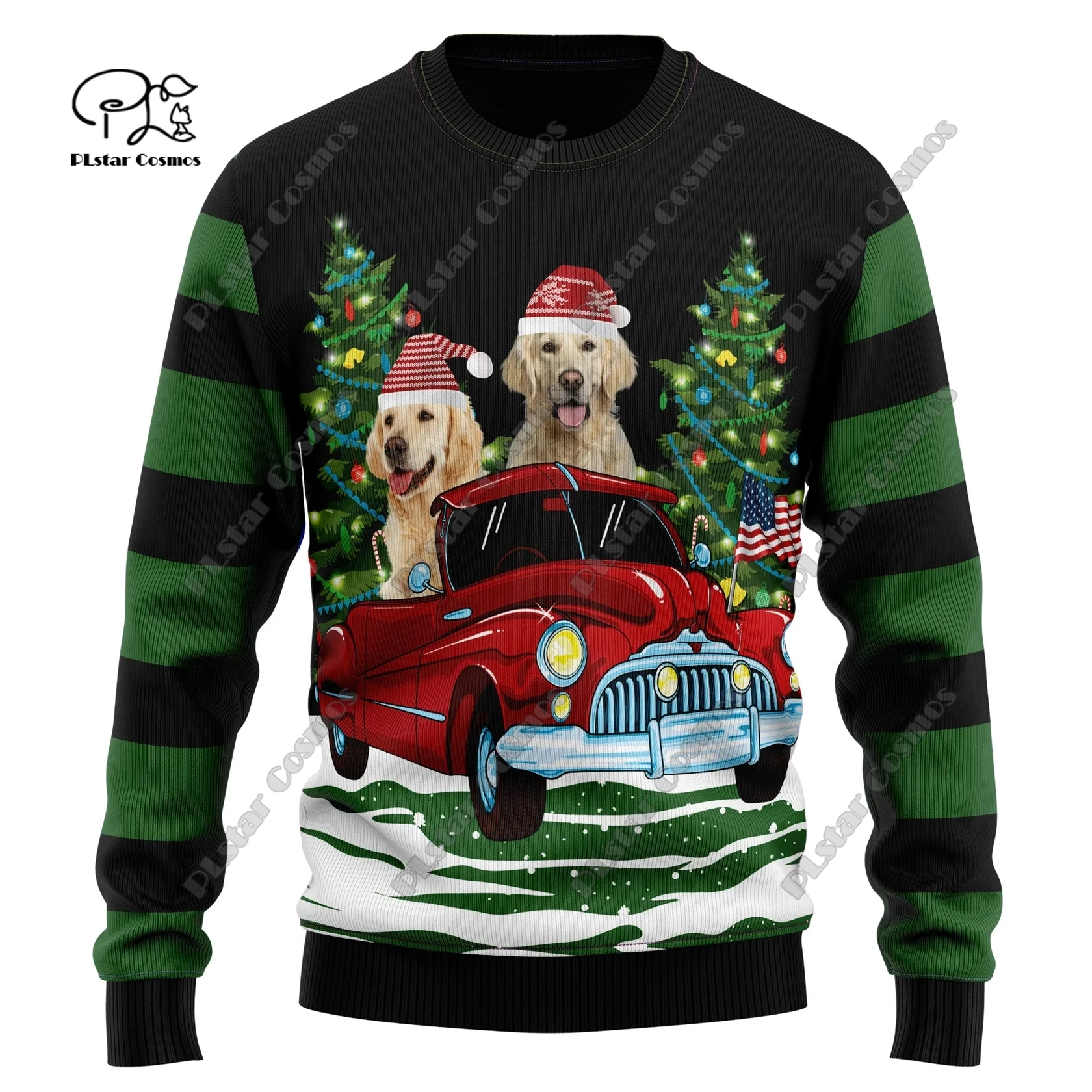 3D Impresso Árvore de Natal Sweater, Papai Noel Padrão, Art Print, Camisola feia, Casual Rua, Inverno, S-13, Novo