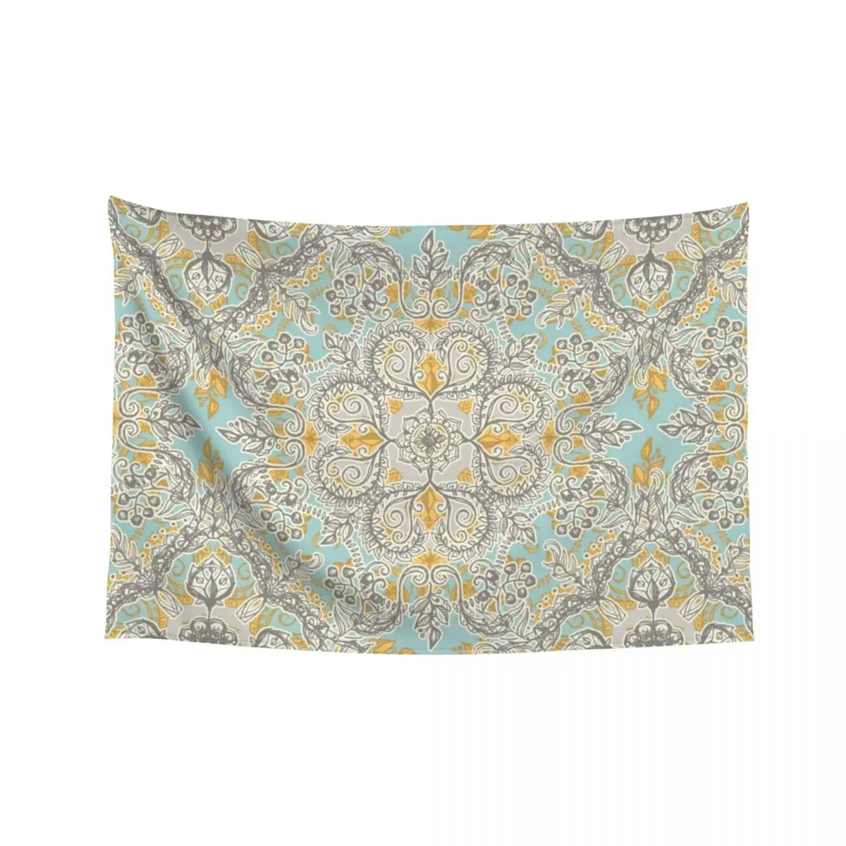 

Gypsy Floral in Soft Neutrals, Grey & Yellow on Sage Tapestry Hanging Wall Room Decorating Aesthetic Things To The Room Tapestry