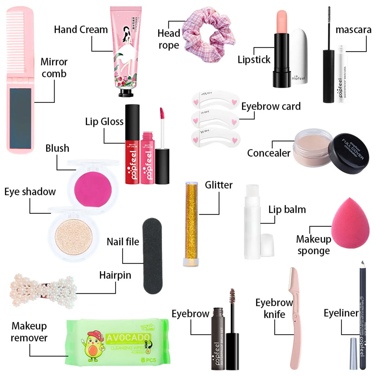 Adventskalender 2025, Make-up-Set, Weihnachts-Countdown-Kalender für Mädchen, Lippenstift, Lidschatten, Concealer, Kosmetik, Geschenkbox