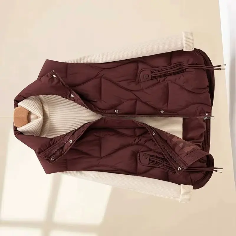 

Модный зимний пуховый хлопковый жилет, женский свободный повседневный универсальный жилет без рукавов с воротником-стойкой, женский топ, верхняя одежда