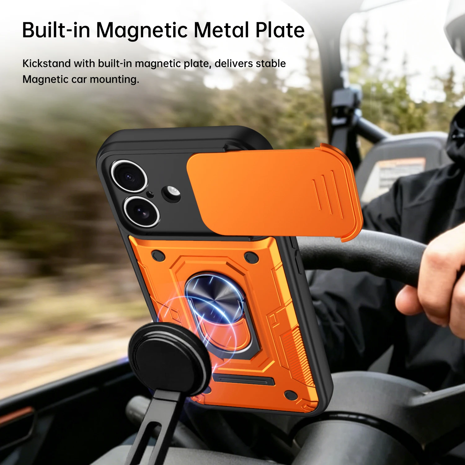 Nanshan Armor Stoßfeste Hülle mit Magnetring-Ständer für iPhone 17 Pro Max 16 Pro Max mit Schiebe-Kameraschutz und Rückabdeckung – Detail 5