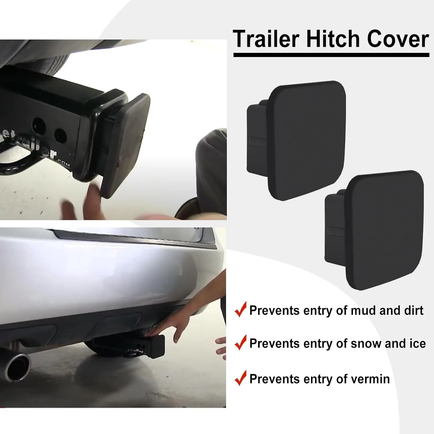 2 Inch Universal Tow Hitch Covers Trailer Hitch Cover Tube Plug Insert Car Exterior Accessories Receiver Tube Hitch Plug