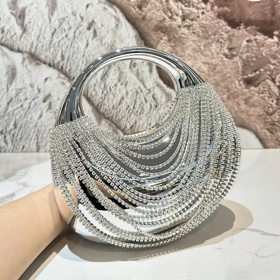 Luxurious Acrylic Clutch Bag With Rhinestone Decoration Evening Handbag