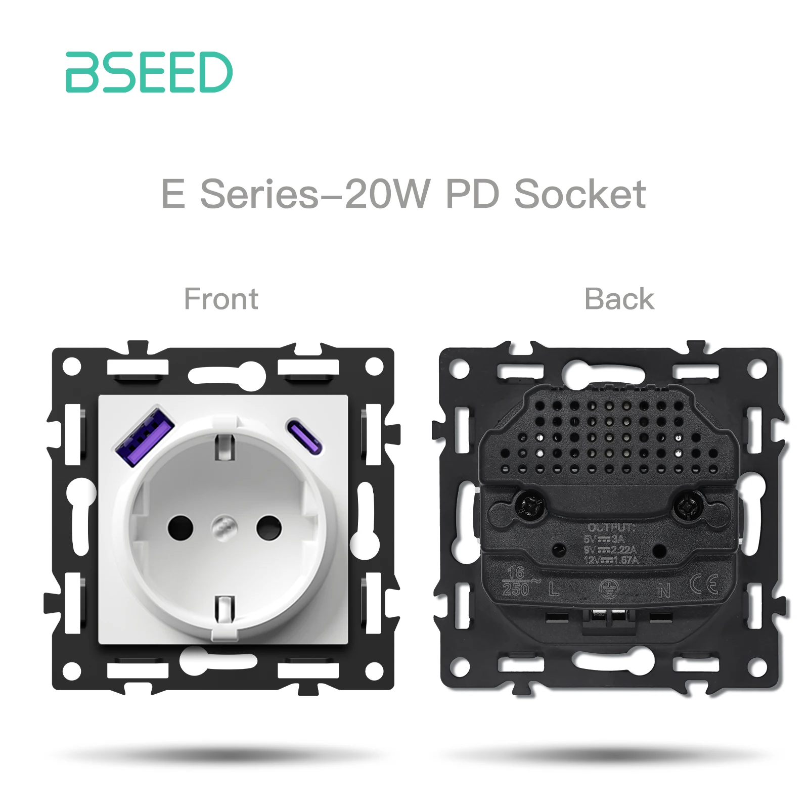 BSEED Zigbee Klikschakelaar Module Slimme Lichtschakelaar DIY Onderdeel met PC Plastic Frame Zigbee Socket Componenten voor Domotica - afbeelding 1