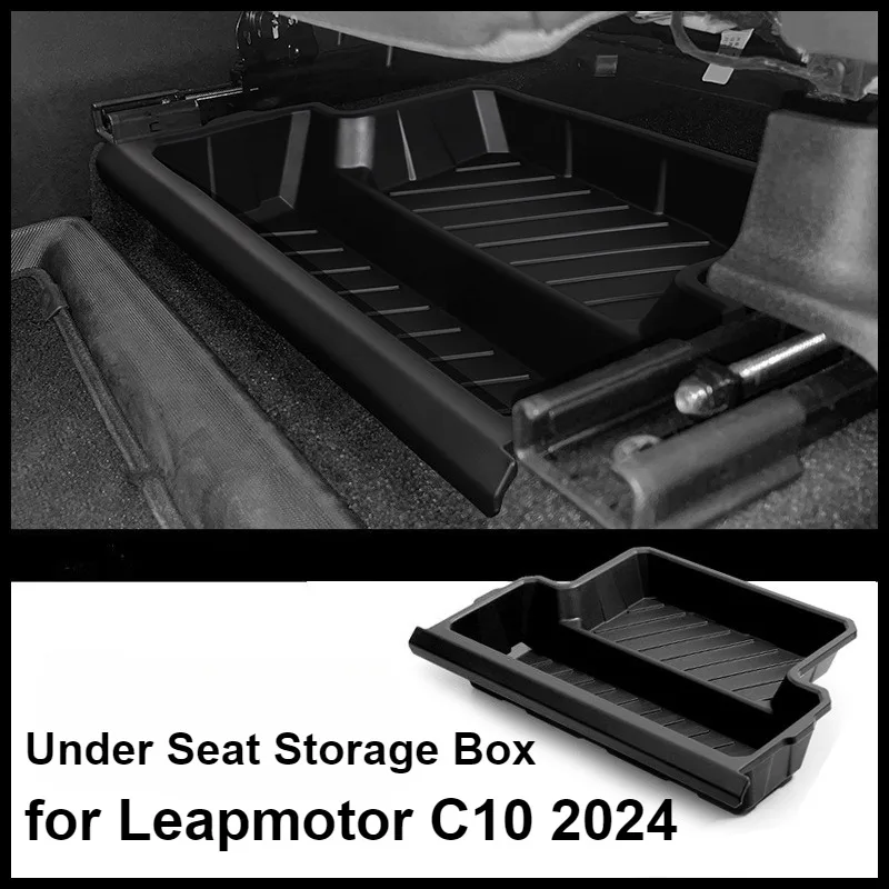 

For Leapmotor C10 2024-2026 Storage Lower Box Case Under Seat Storage Box Drawer Type Organizer Car Interior Accessories