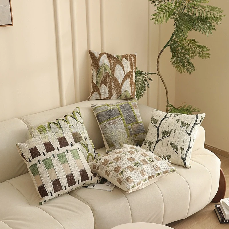 

Throw Cushion Cover Fashion Yarn Jacquard Premium Nordic Vintage Bedroom Sofa Living Room Comfortable Pillow Case Cover