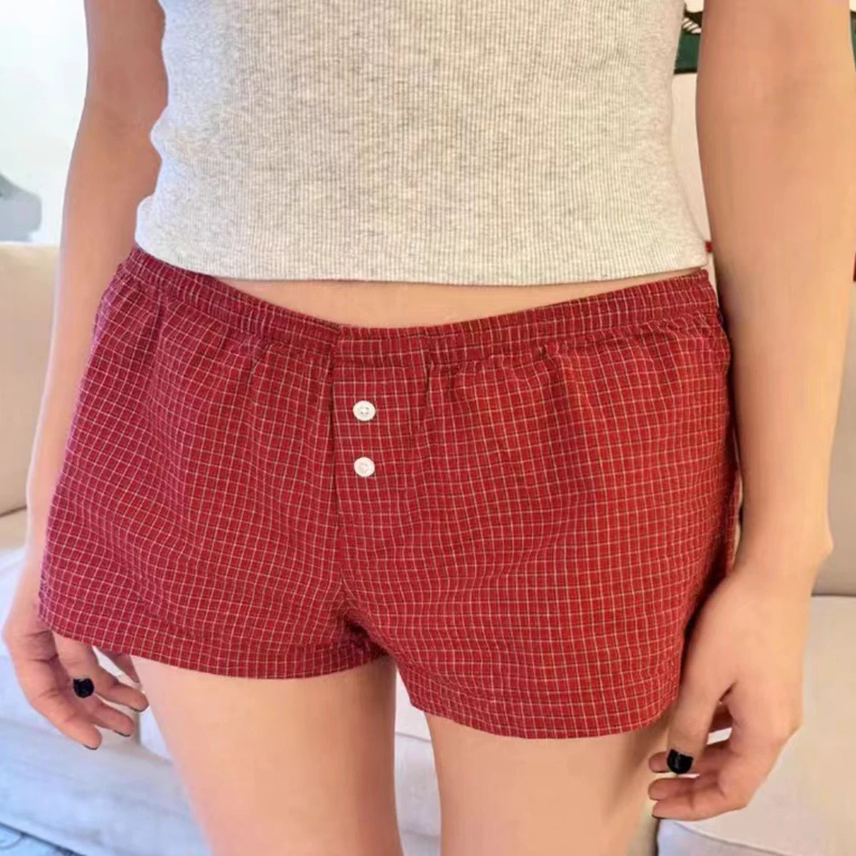 Gestreifte Baumwoll shorts für Frauen Sommerkleid ung 2000 Trend Kawaii süße Skort Shorts Mädchen 1950er Jahre 90er Jahre y2k jugendliche kurze Hosen