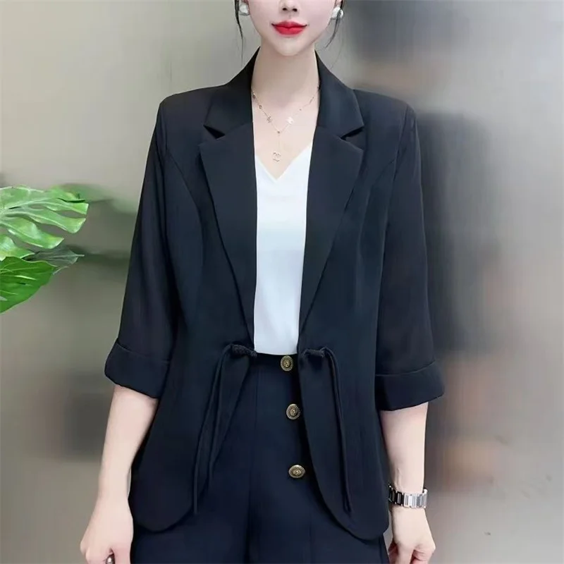 2025 Summer New Sunscreen Thin Coat Korean Style Versatile Seven Sleeve Small Western Suit Top