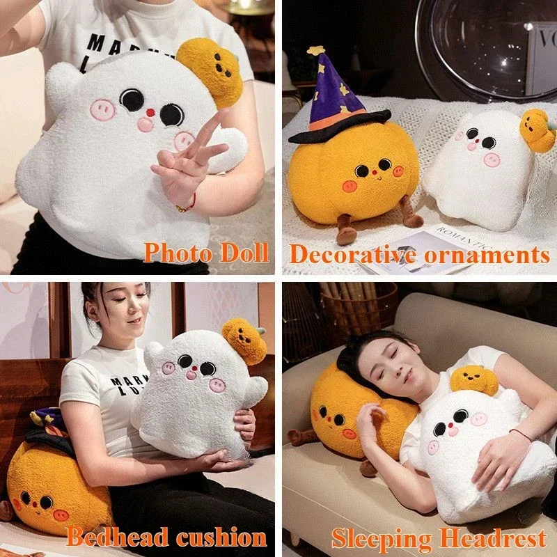Halloween Pumpkin Doll Ghost Pillow, Quirky Plush Headboard Pillow, Office Nap Pillow, Sofa Ornament Photo Prop 5