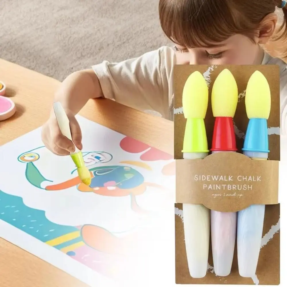 

Sponge Head Brush Sidewalk Chalk Paint Brush Set Painting Comfort Thick Handle Pedestrian Children's Brush Set