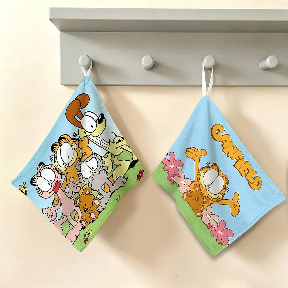 Anime G-GarfieldS-s Cat Polyester Cotton Hand Wiping Towel, Hanging Towel, Quick Dry for Kitchen Bathroom Daily Supplies