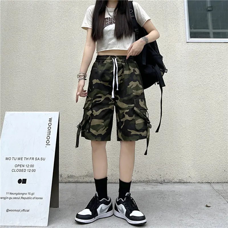 Short Summer Pants European and American Camouflage Straight Leg Pants Shorts Sports Casual Pants Women and Men